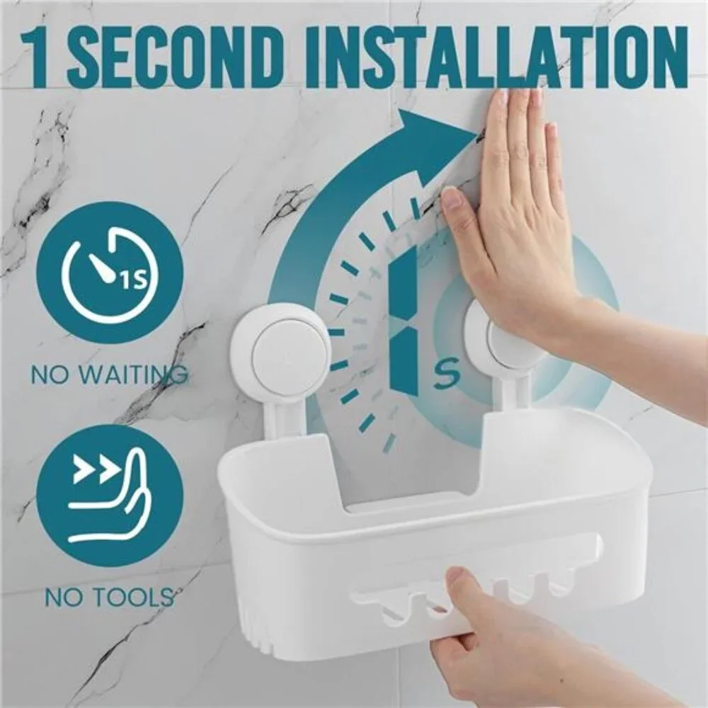 Shower Caddy Suction Cup 2 Pack, Heavy Duty Bathroom Organizer, Removable